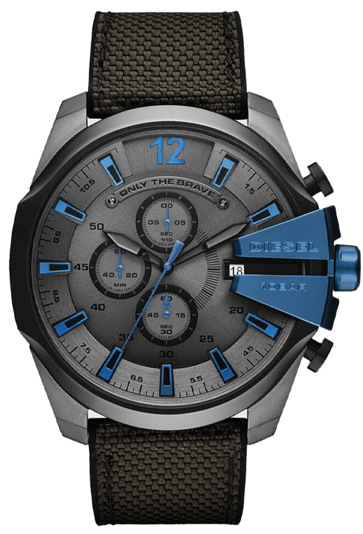 Diesel DZ4500 Mega Chief Chronograph Men's Watch – Black Dial & Black Nylon Strap