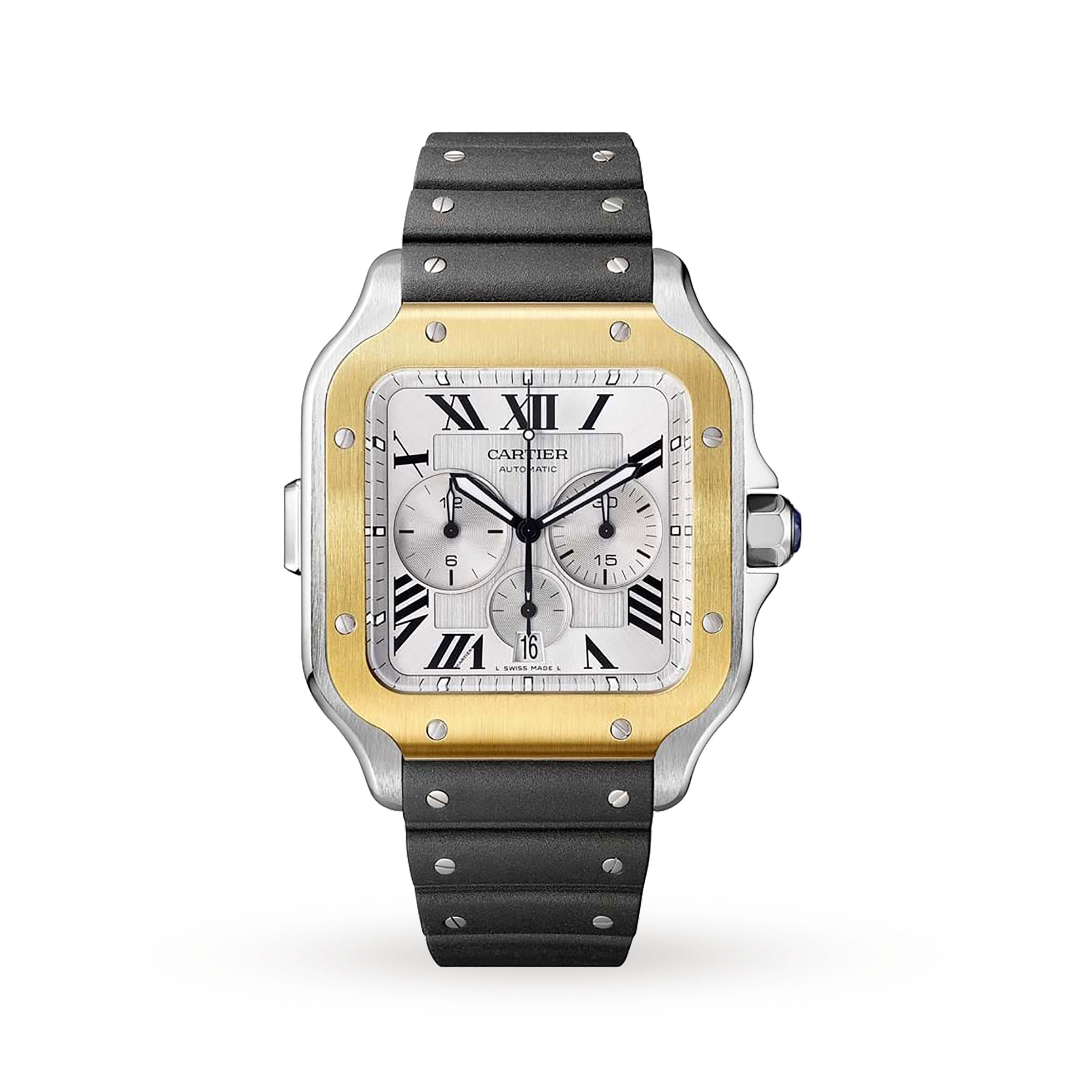 Santos de Cartier Chronograph | 43mm, Two-Tone Steel & 18K Yellow Gold, Silver Dial