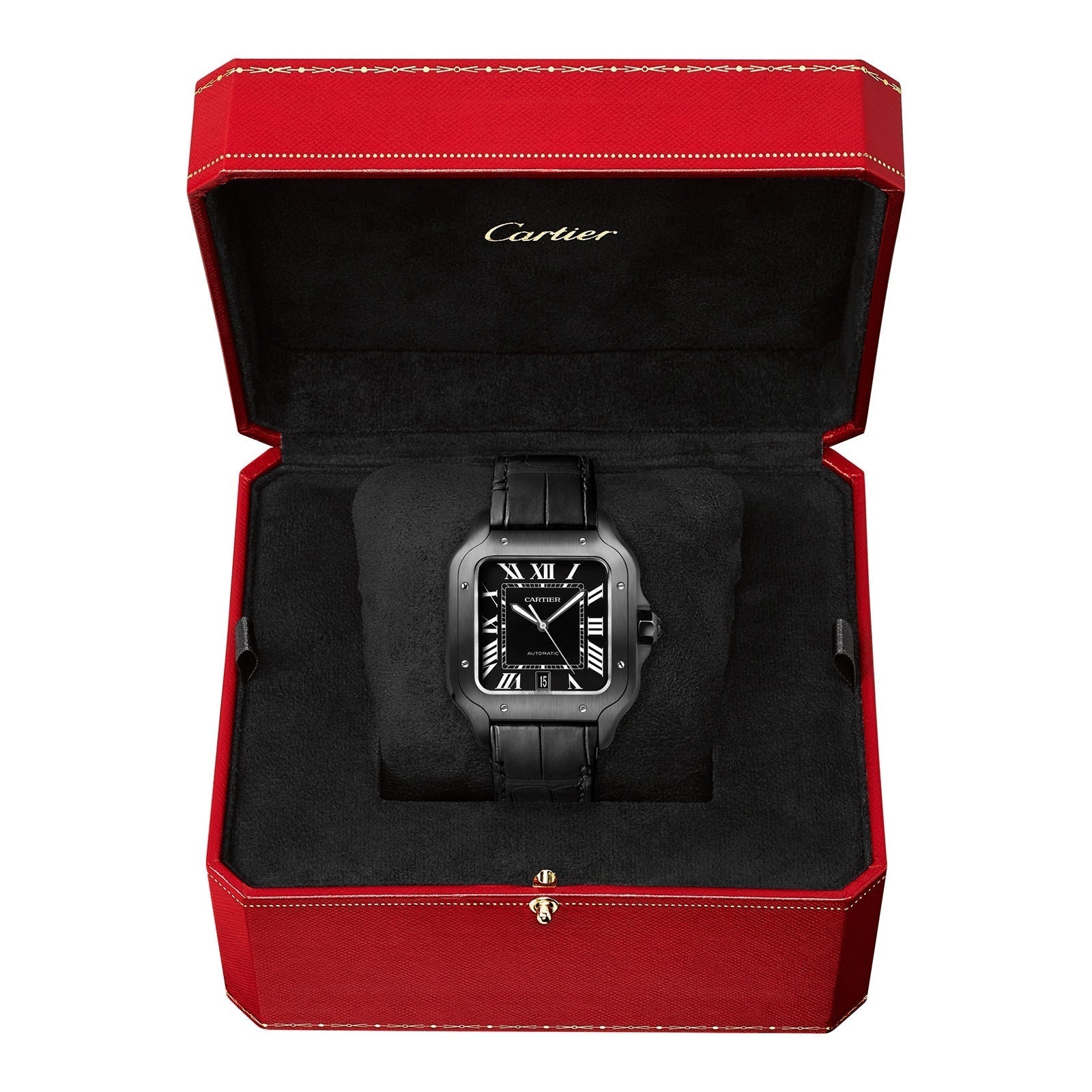 Santos de Cartier Large Model | 40mm, Two-Tone Steel & ADLC, Rubber, Black Dial