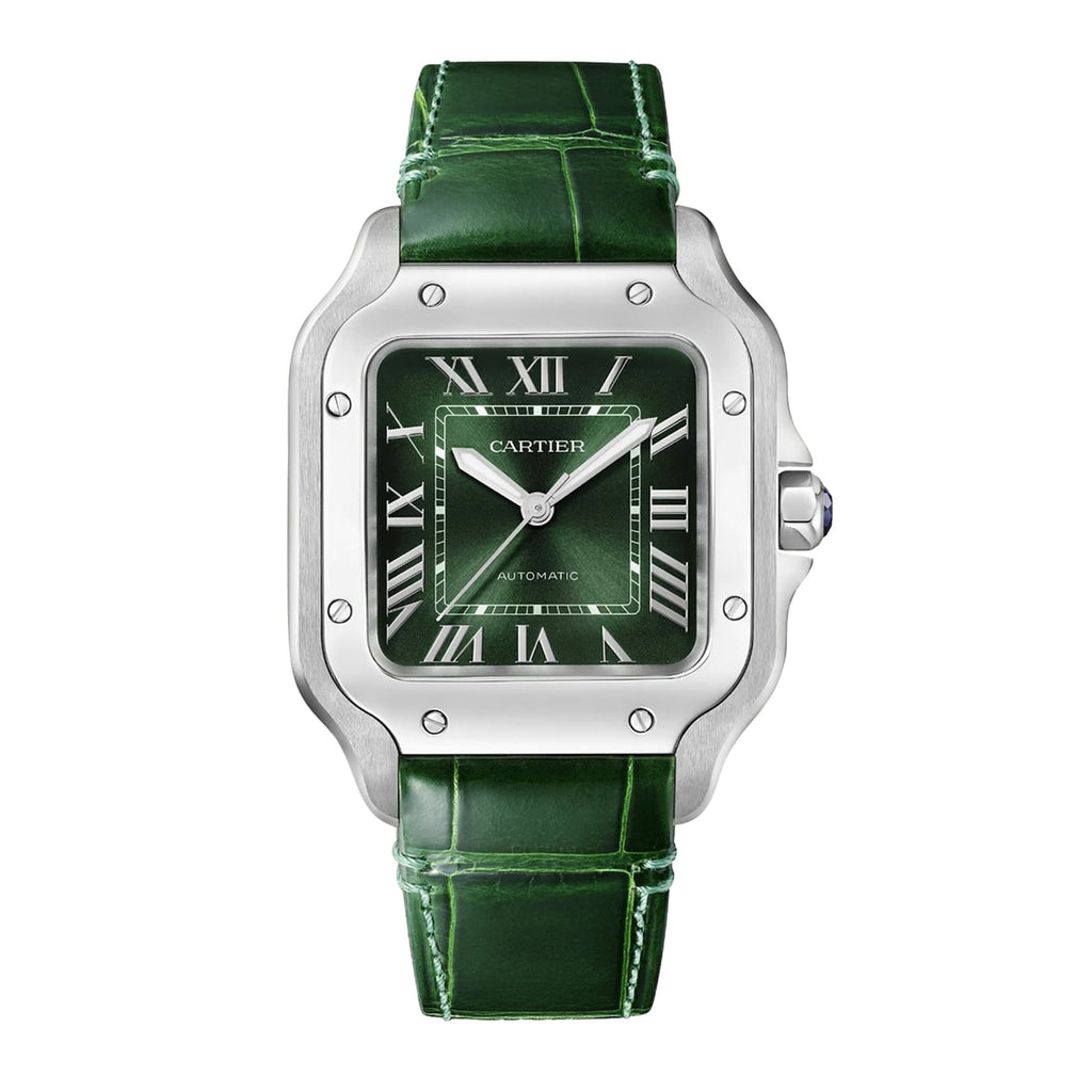 Santos de Cartier Medium Model | 35mm, Steel, Green Dial