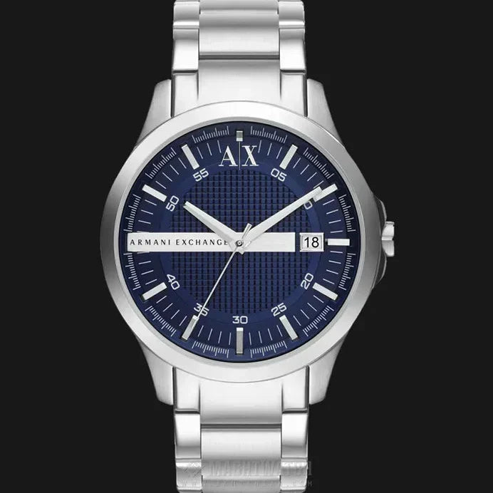 Armani Exchange Hampton AX2132 Men's Chronograph – Blue Dial with Silver Stainless Steel Bracelet