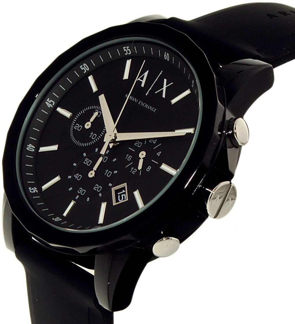 Armani Exchange Outerbanks AX1326 Men's Chronograph Watch – Black Dial with Black Silicone Strap