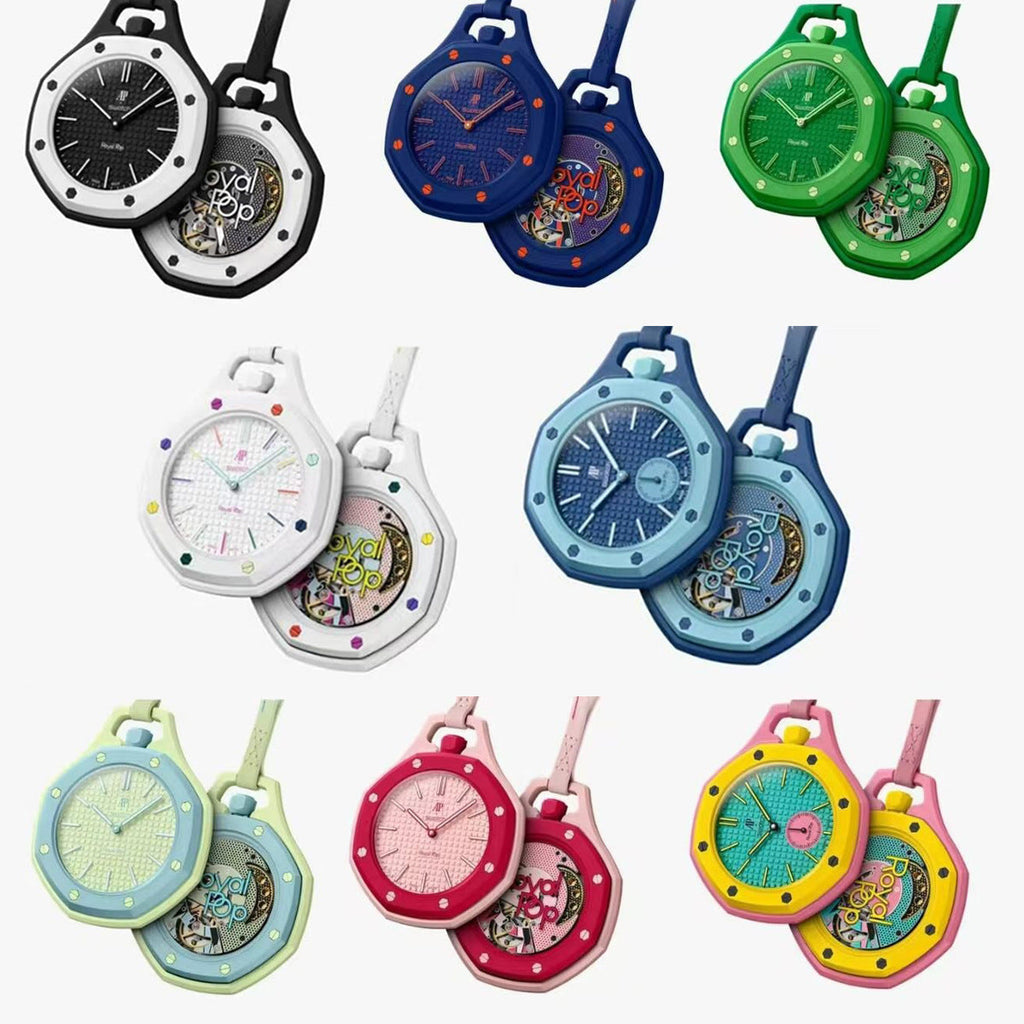 Royal Pop Lan Ba Mint Blue Two-Tone Octagonal Lanyard Pocket Watch