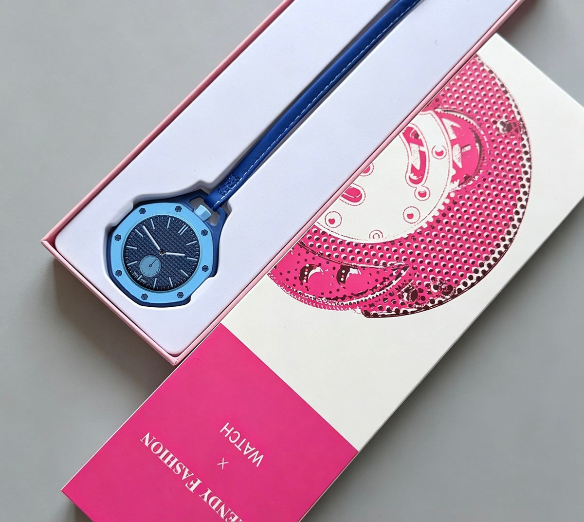 Royal Pop Lan Ba Mint Blue Two-Tone Octagonal Lanyard Pocket Watch