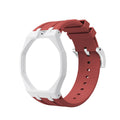 White Metal Case + Red Rubber Strap Mod Kit | For G-Shock GA2100 GA-B2100 Royal Oak Style Watch Replacement Set
