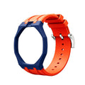 Navy Blue Metal Case + Bright Orange Silicone Strap Mod Kit | Royal Oak Style Replacement Set For G-Shock GA2100 GA-B2100
