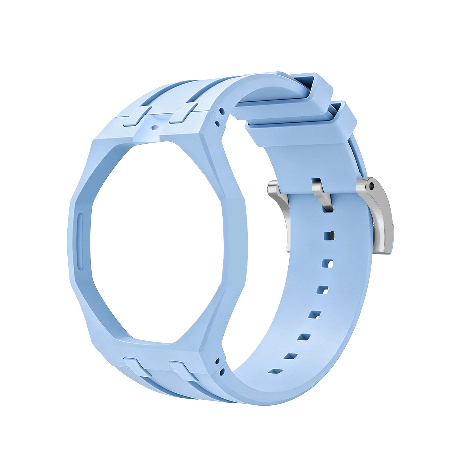 Baby Blue Metal Case + Baby Blue Silicone Strap Mod Kit | Royal Oak Style Replacement Set For G-Shock GA2100 GA-B2100