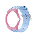 Light Pink Metal Case + Baby Blue Silicone Strap Mod Kit | Royal Oak Style Replacement Set For G-Shock GA2100 GA-B2100