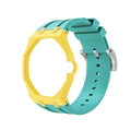 Bright Yellow Metal Case + Turquoise Silicone Strap Mod Kit | Royal Oak Style Replacement Set For G-Shock GA2100 GA-B2100