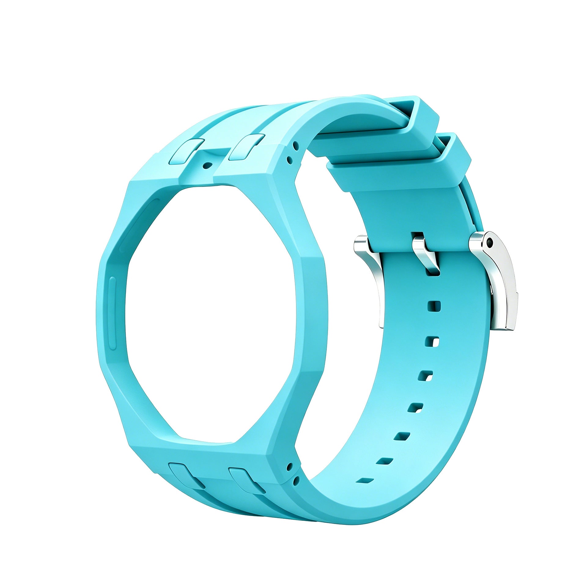 Tiffany Blue Metal Case + Tiffany Blue Silicone Strap Mod Kit | Royal Oak Style Replacement Set For G-Shock GA2100 GA-B2100
