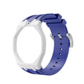 White Metal Case + Deep Blue Silicone Strap Mod Kit | Royal Oak Style Replacement Set For G-Shock GA2100 GA-B2100