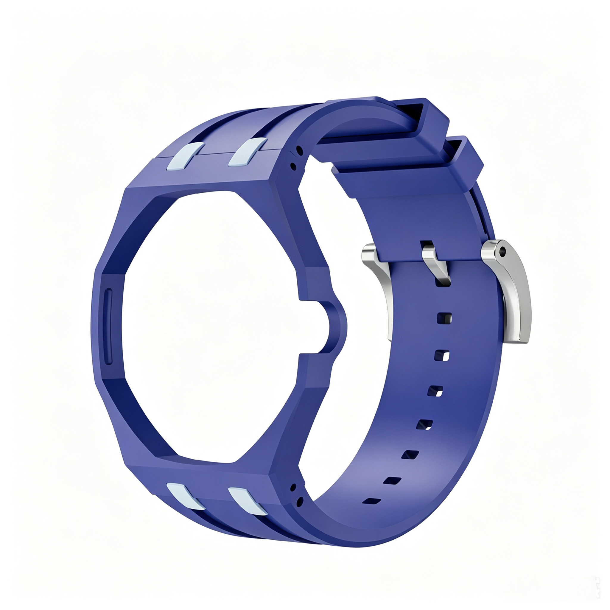 Violet Metal Case + Violet Silicone Strap Mod Kit | Royal Oak Style Replacement Set For G-Shock GA2100 GA-B2100
