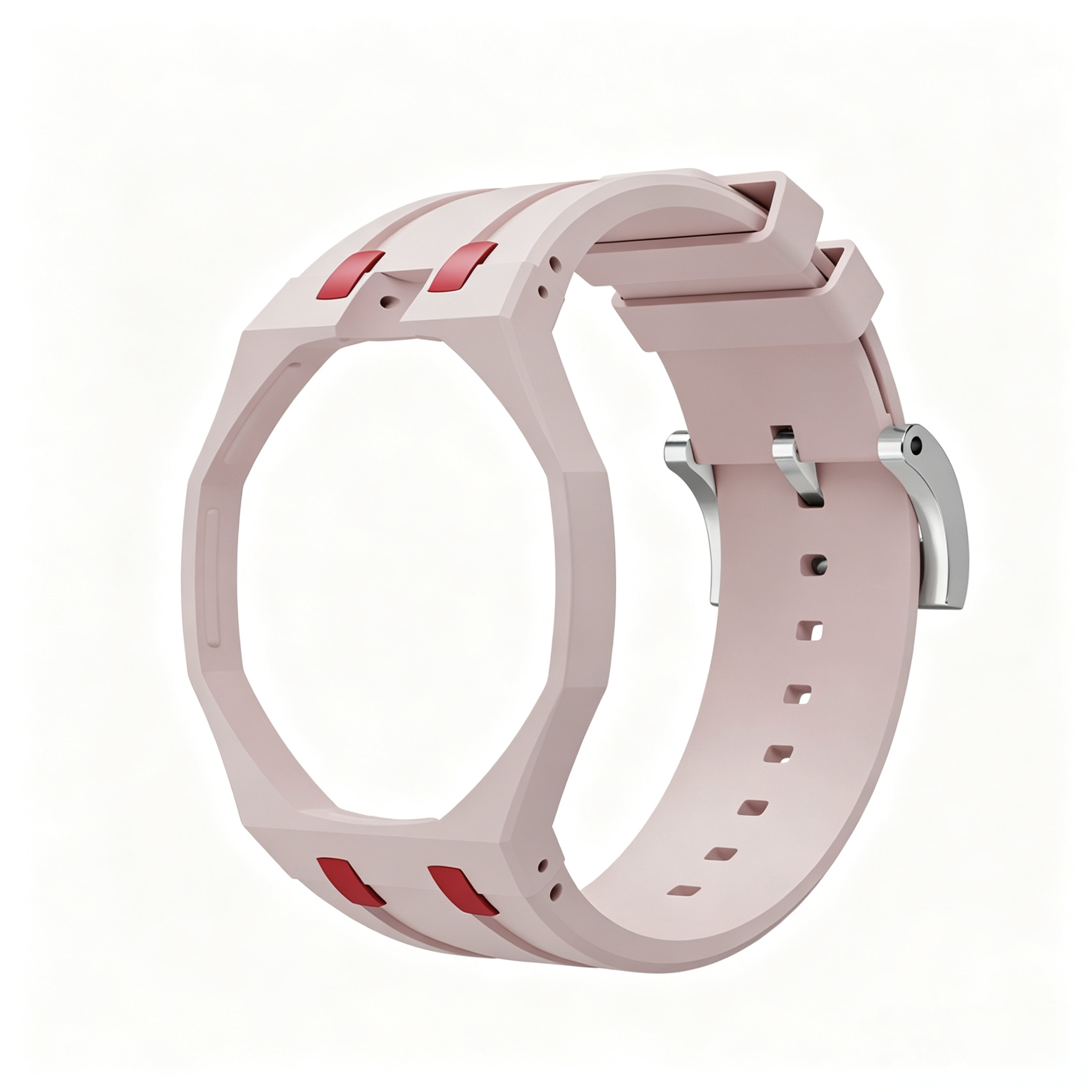 Light Pink Red Accent Mod Strap Kit For G-Shock GA2100 GA-B2100