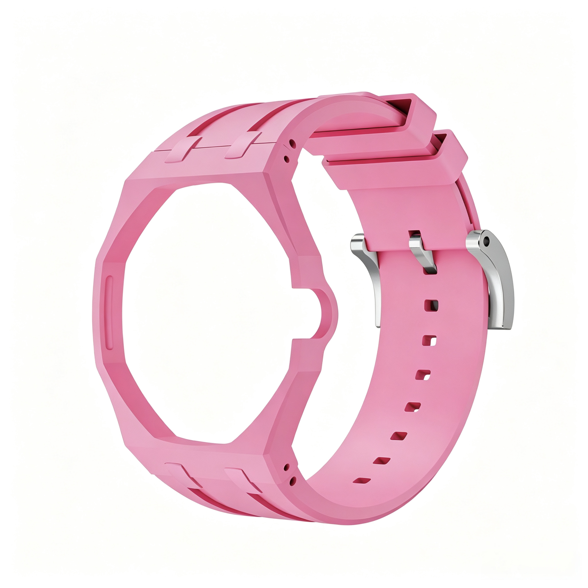 Light Pink Metal Case + Light Pink Silicone Strap Mod Kit | Royal Oak Style Replacement Set For G-Shock GA2100 GA-B2100