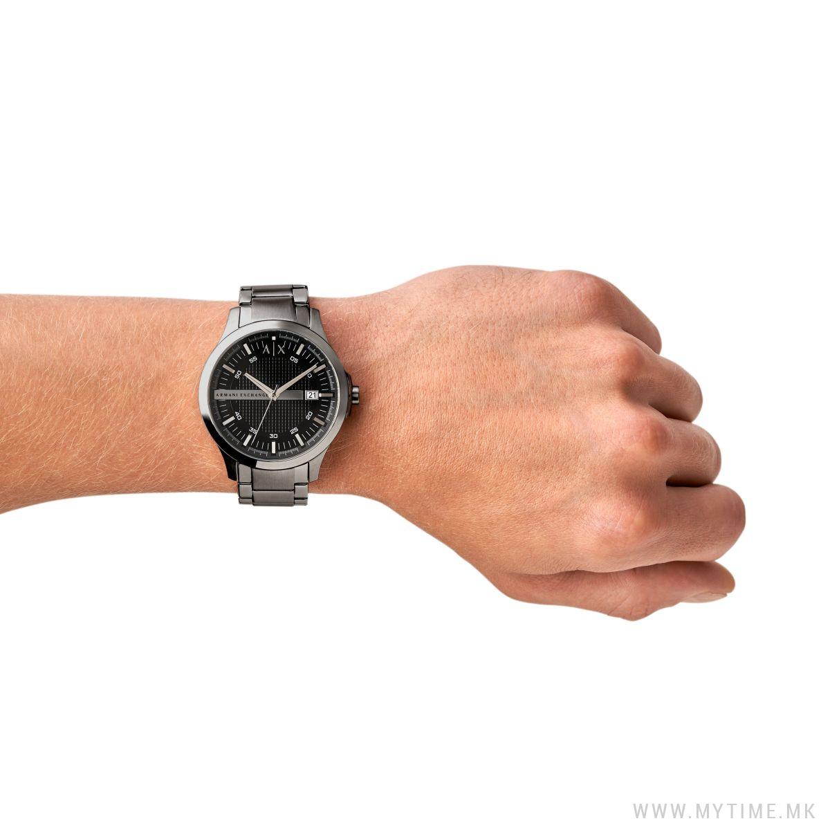 Armani Exchange Hampton AX2103 Men's Chronograph Watch – Black Dial with Silver-Tone Stainless Steel Strap