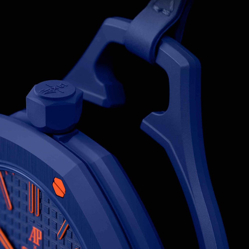 Royal Pop Orenji Hachi Blue-Orange Octagonal Lanyard Pocket Watch