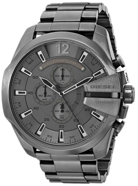 Diesel DZ4282 Mega Chief Chronograph Men's Watch – Grey Dial & Grey Stainless Steel Strap