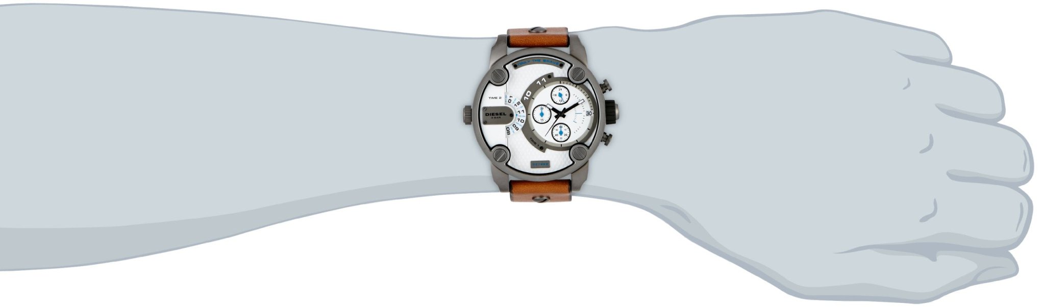 Diesel DZ7269 SBA Dual Time Chronograph Men's Watch – White Dial & Brown Leather Strap