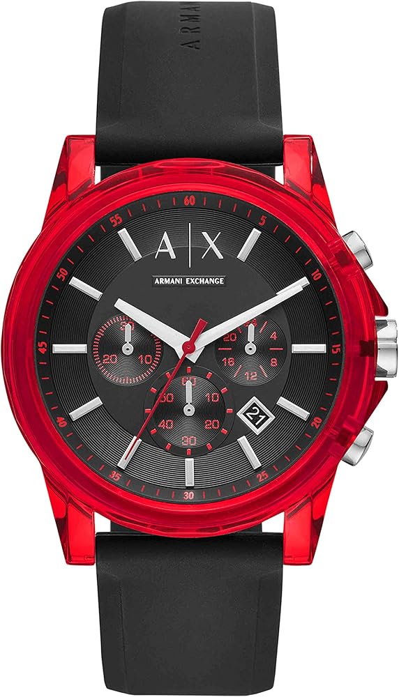 Armani Exchange Outerbanks AX1338 Men's Chronograph Watch – Black Dial with Black Silicone Strap