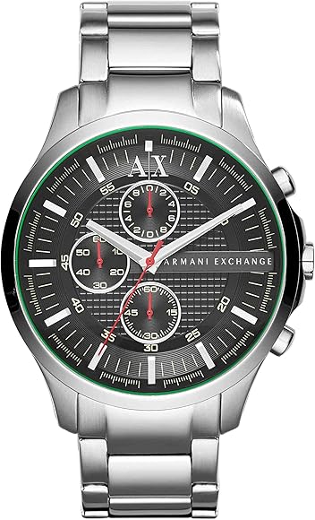 Armani Exchange Hampton AX2163 Men's Chronograph Watch – Black Dial with Silver Stainless Steel Strap