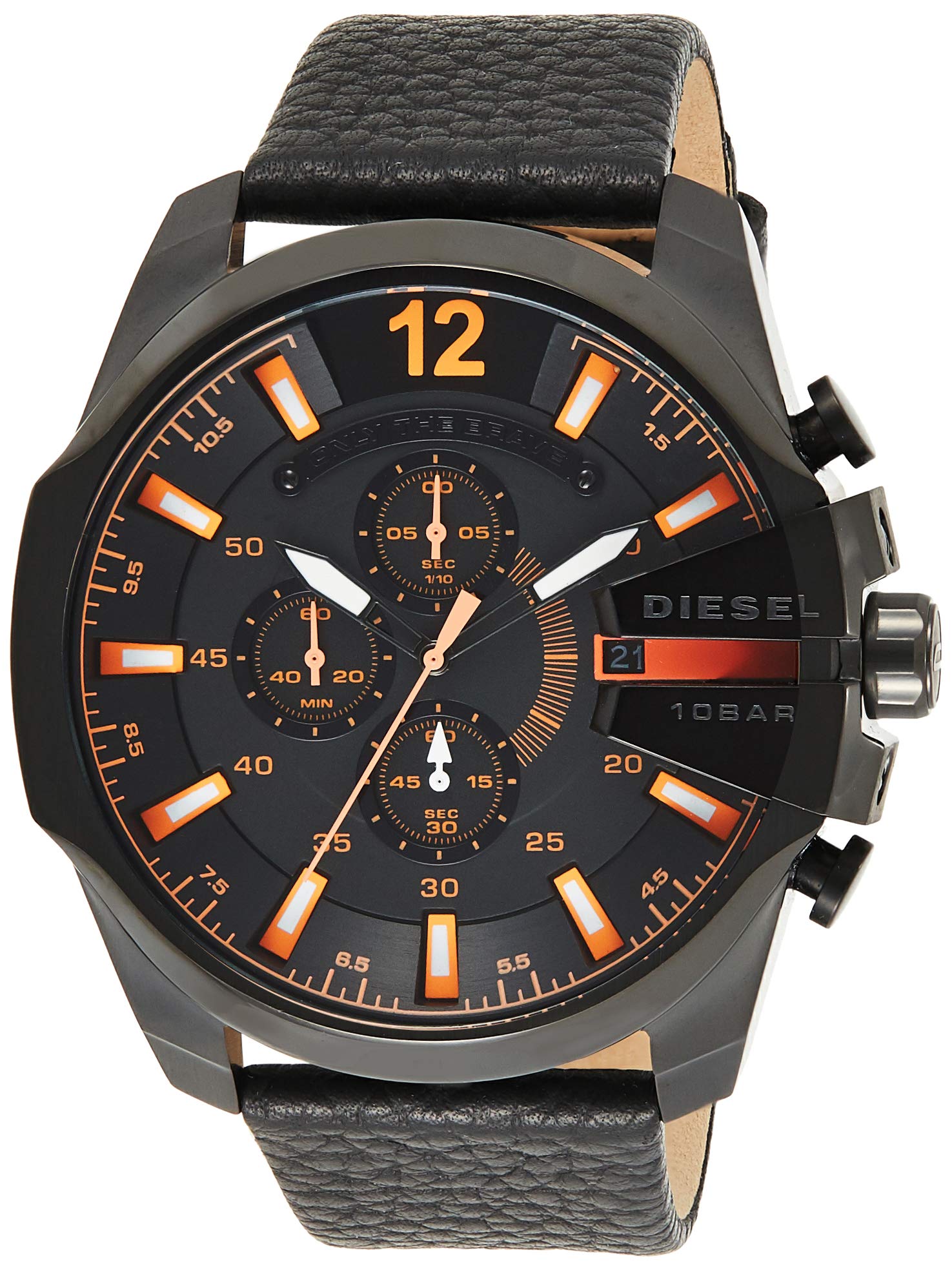 Diesel DZ4291 Mega Chief Chronograph Men's Watch – Black Dial & Black Leather Strap