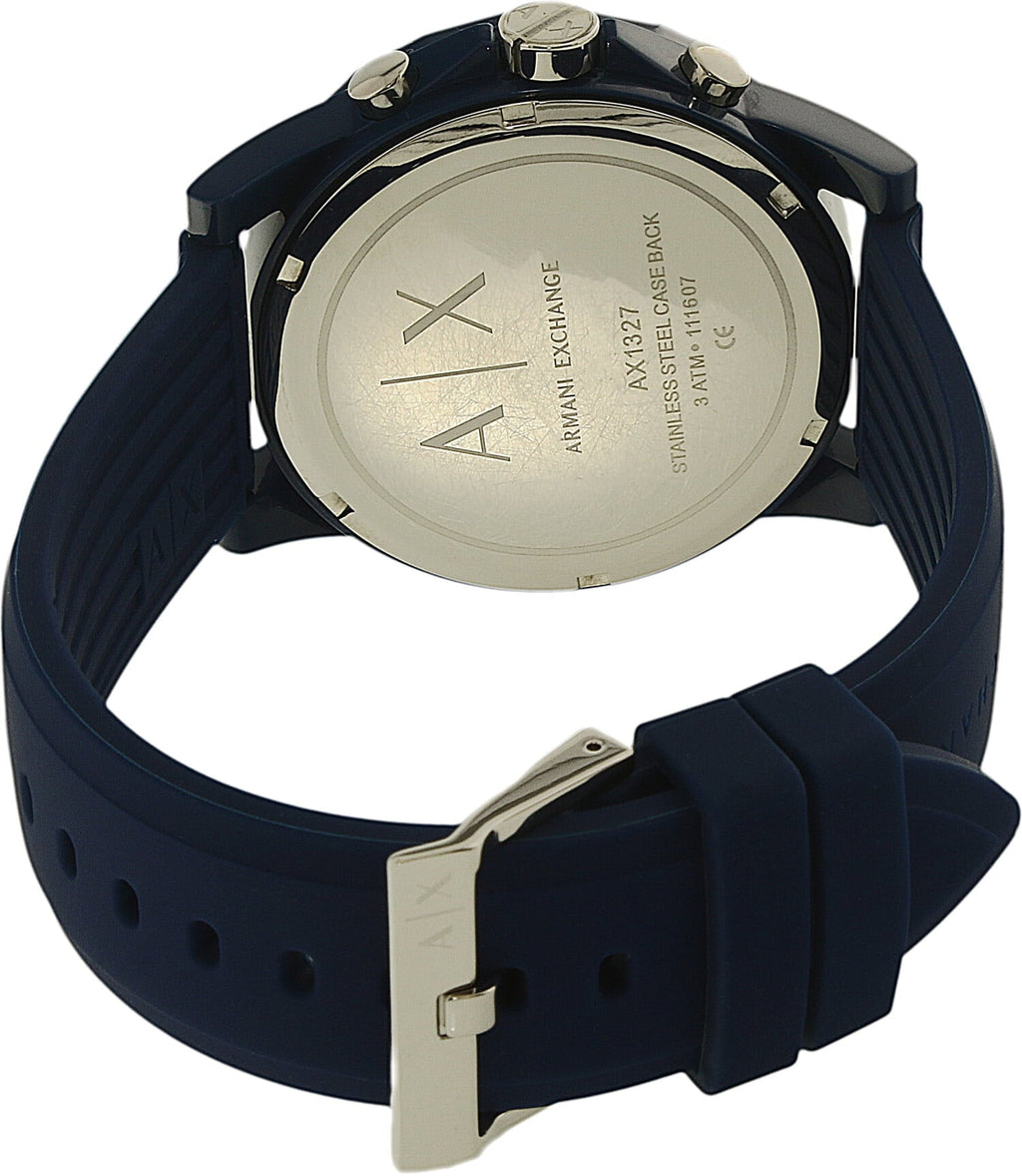 Men's Armani Exchange Outerbanks Chronograph Watch AX1327 – Blue Dial with Blue Silicone Strap