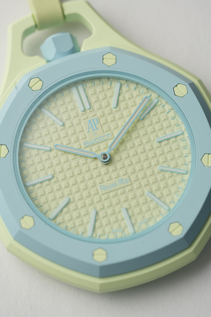 Royal Pop Bleu Pop Mint Light Blue Octagonal Lanyard Pocket Watch
