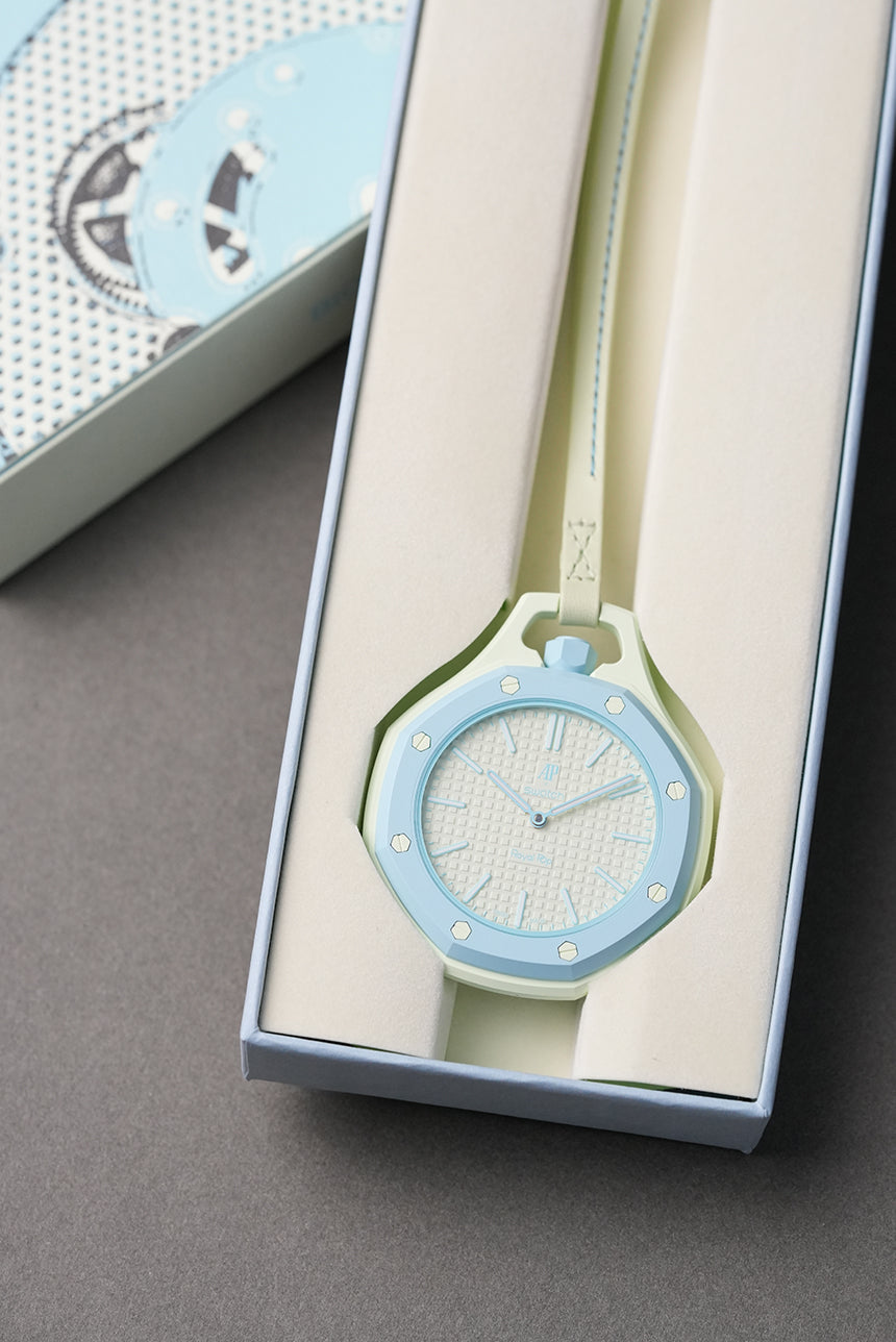 Royal Pop Bleu Pop Mint Light Blue Octagonal Lanyard Pocket Watch