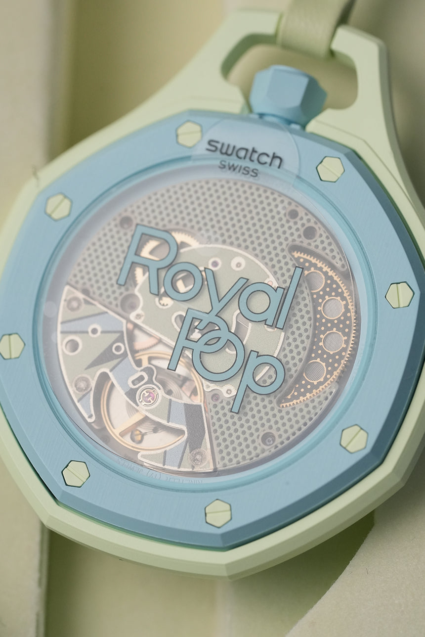 Royal Pop Bleu Pop Mint Light Blue Octagonal Lanyard Pocket Watch