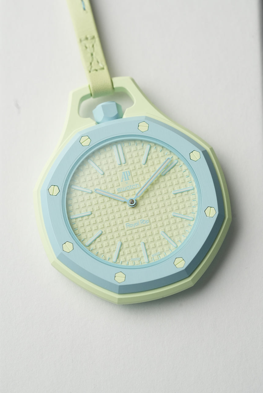 Royal Pop Bleu Pop Mint Light Blue Octagonal Lanyard Pocket Watch