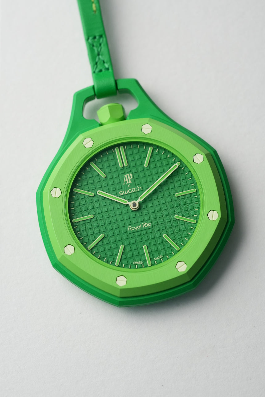Royal Pop Vert Pop Bright Green Octagonal Lanyard Pocket Watch