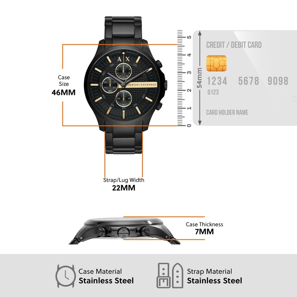 Armani Exchange Hampton AX2164 Men's Chronograph Watch – Black Dial with Black Stainless Steel Strap