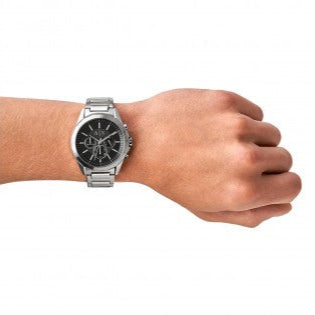 Armani Exchange Drexler AX2600 Men's Chronograph Watch – Black Dial with Silver Stainless Steel Strap