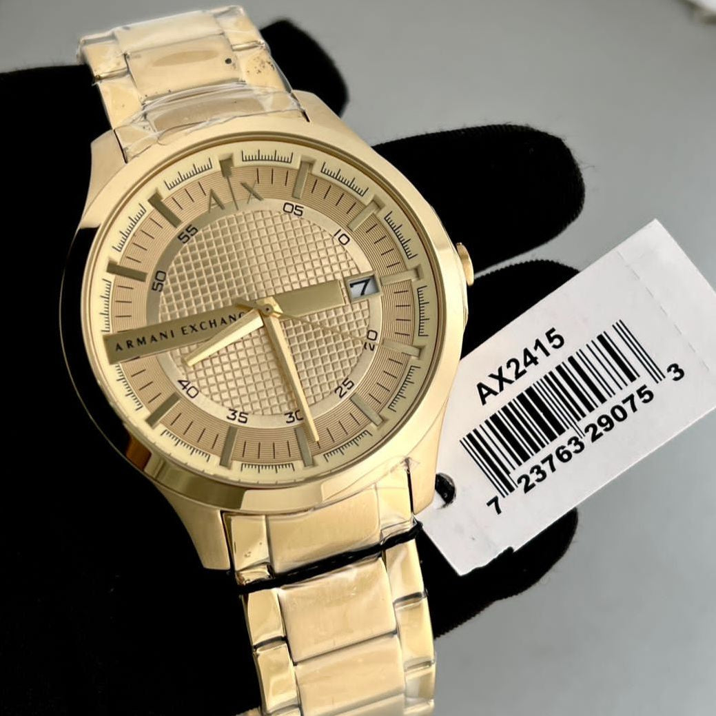 Armani Exchange Hampton AX2415 Men's Chronograph – Gold Dial with Matching Gold-Tone Stainless Steel Bracelet