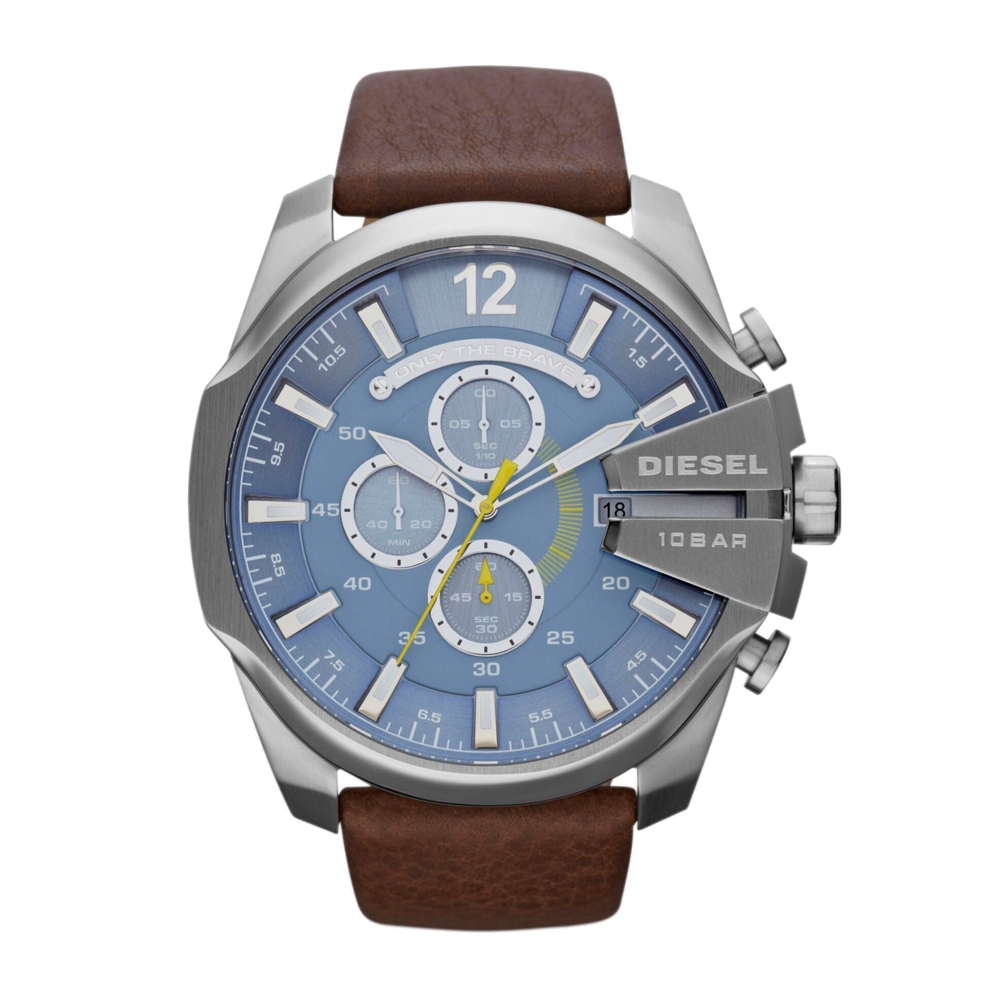 Diesel DZ4281 Mega Chief Chronograph Men's Watch – Blue Dial & Brown Leather Strap