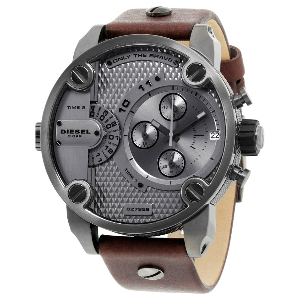 Diesel DZ7258 Little Daddy SBA Men's Watch – Grey Dial & Brown Leather Strap