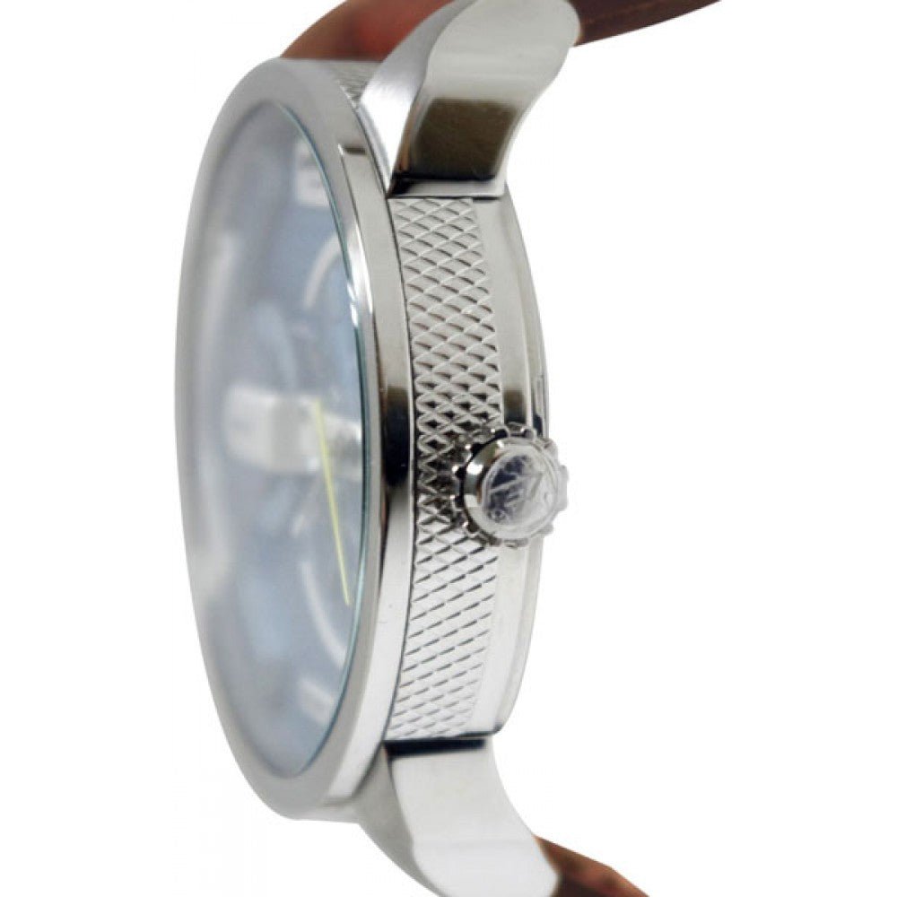 Diesel DZ7321 Mini Daddy Chronograph Men's Watch – Light Blue Dial & Brown Leather Strap