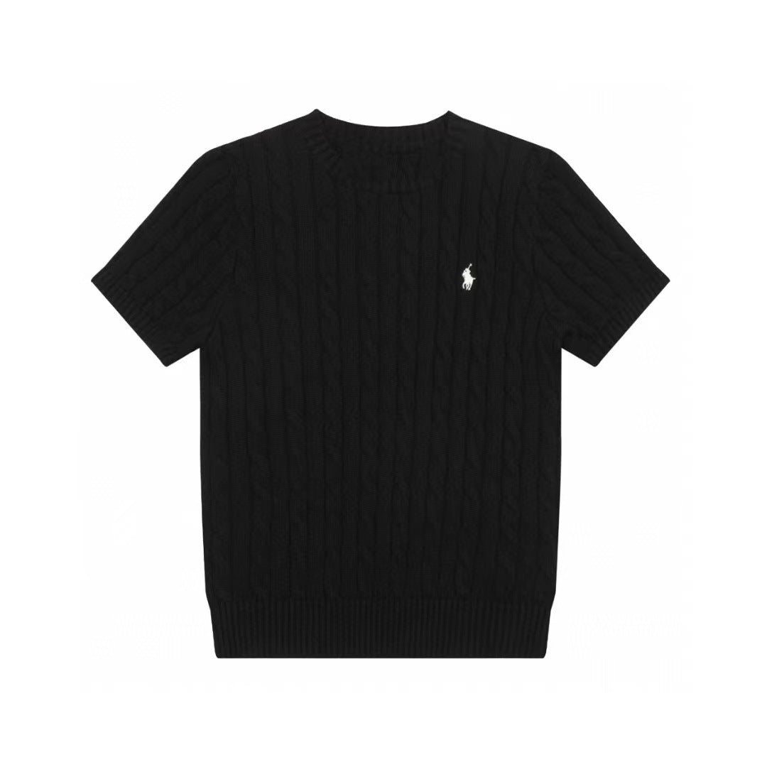 Ralph Lauren Knitted sweaters Ralph Lauren Knitted Short Sleeved Shirt RL Ralph Crew Neck Solid Color Pony Embroidery LOGO Knitted Short Sleeve