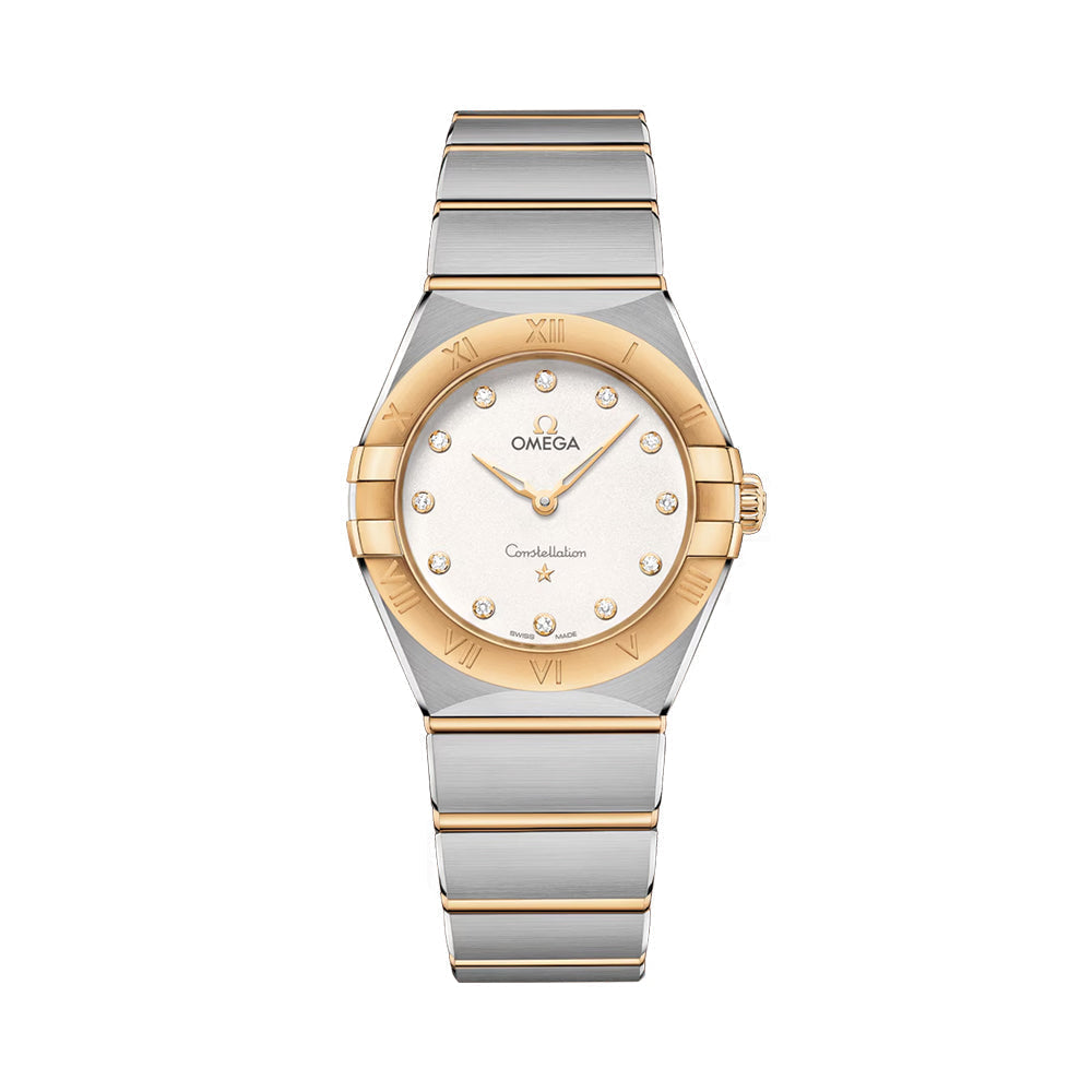 OMEGA Constellation Quartz Yellow Gold and Steel 28mm - White on Bracelet