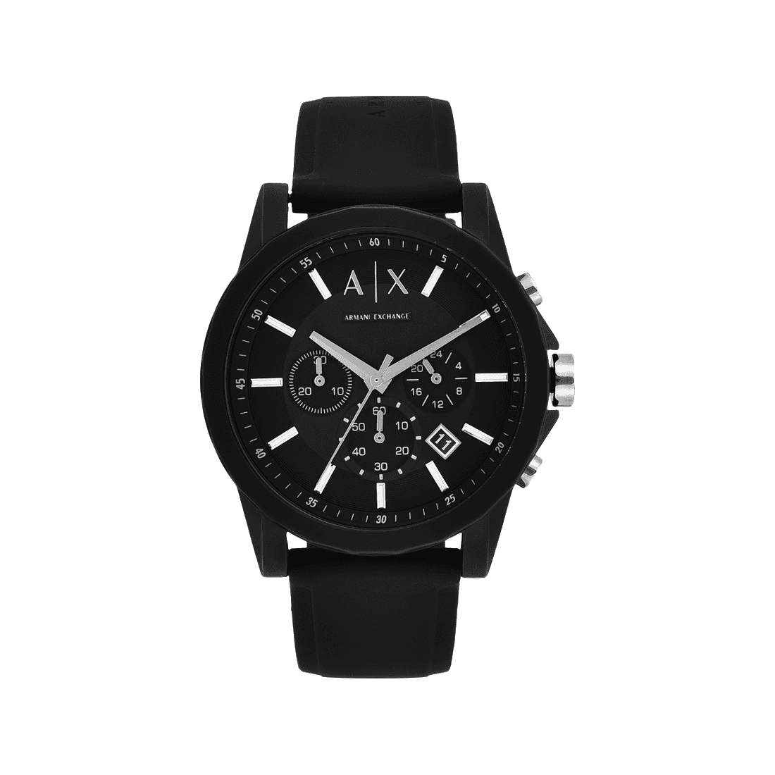 Armani Exchange Outerbanks AX1326 Men's Chronograph Watch – Black Dial with Black Silicone Strap