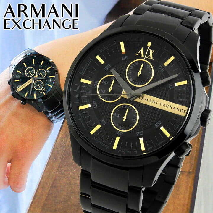 Armani Exchange Hampton AX2164 Men's Chronograph Watch – Black Dial with Black Stainless Steel Strap
