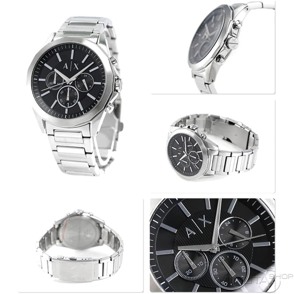 Armani Exchange Drexler AX2600 Men's Chronograph Watch – Black Dial with Silver Stainless Steel Strap