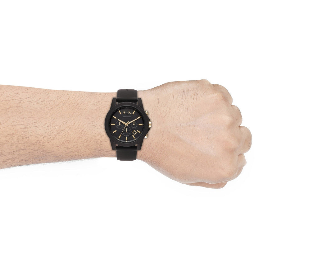 Armani Exchange Outerbanks AX7105 Men's Chronograph Watch – Black Dial with Black Stainless Steel Strap