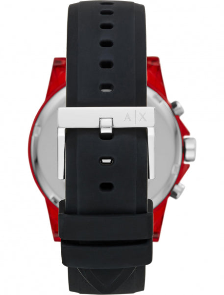 Armani Exchange Outerbanks AX1338 Men's Chronograph Watch – Black Dial with Black Silicone Strap