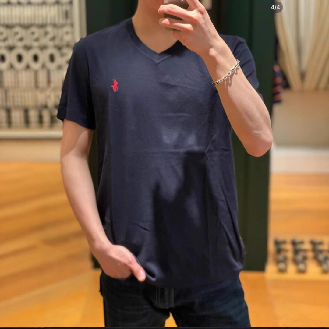 Ralph Lauren T Shirts Embroidered V-Neck Top