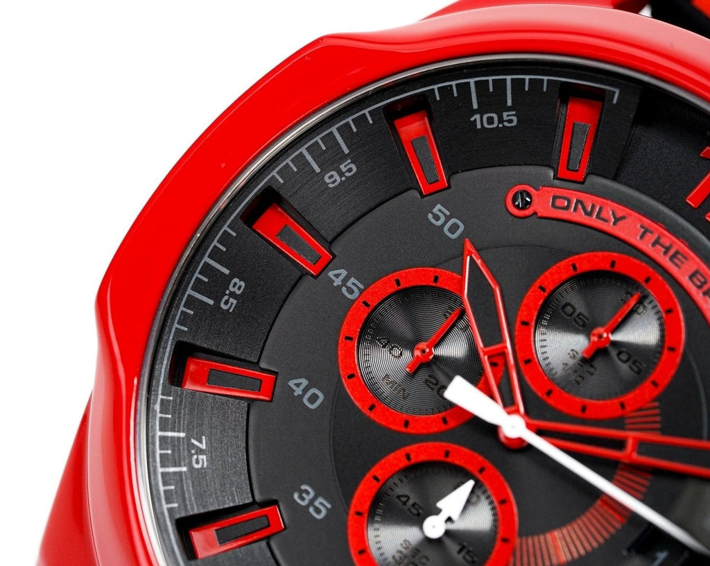 Diesel DZ4526 Mega Chief Chronograph Men's Watch – Black Dial & Red Rubber Strap