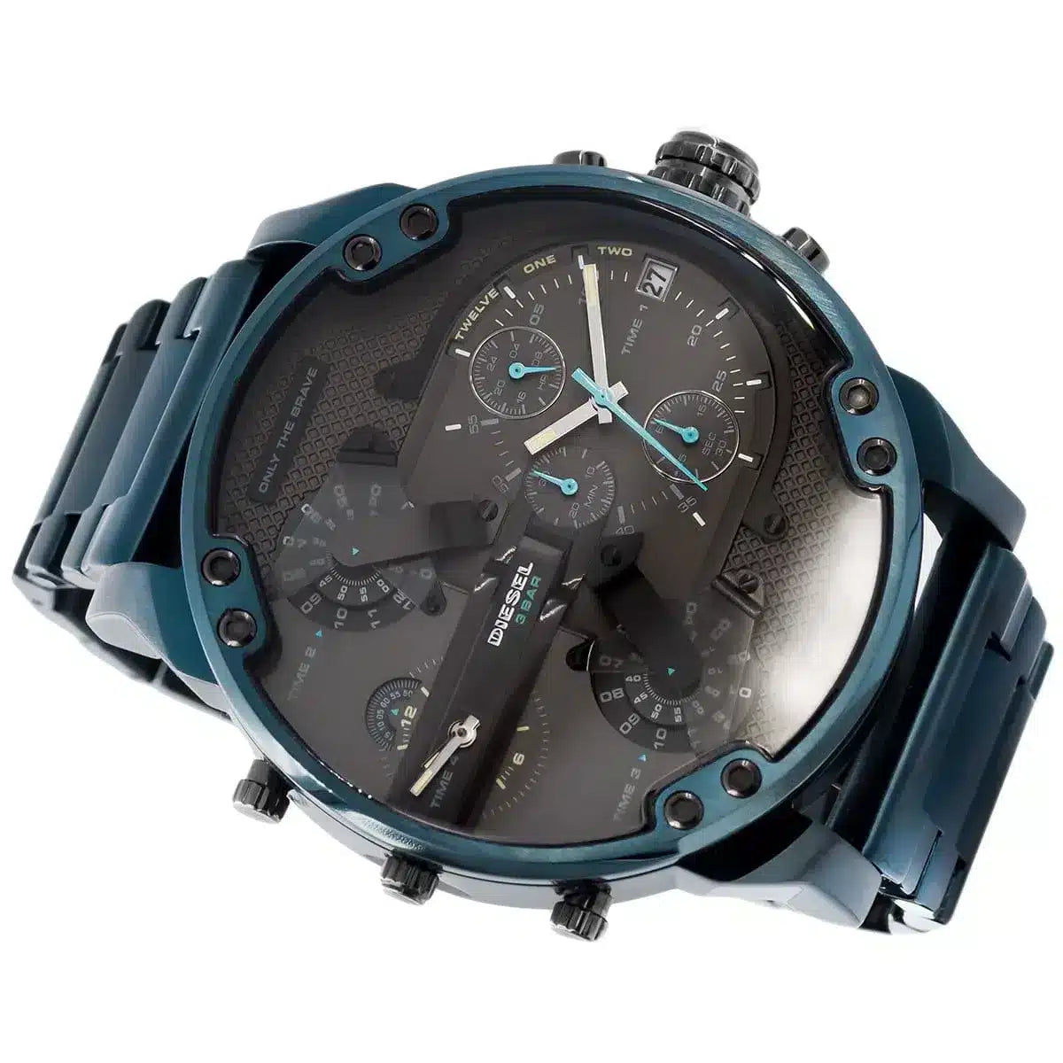 Diesel DZ7414 Daddy 2.0 Chronograph Men's Watch – Grey Dial & Blue Stainless Steel Strap