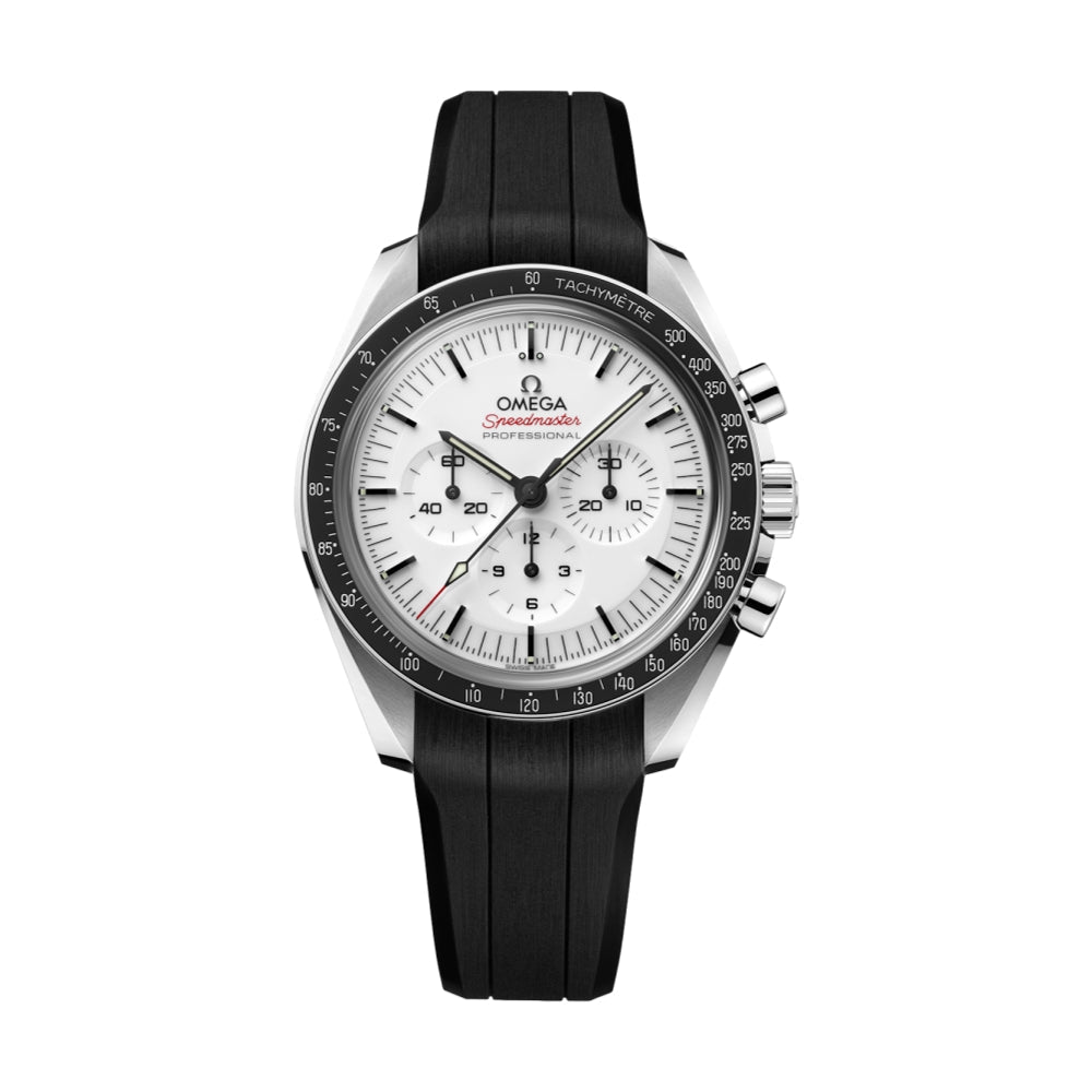 Speedmaster Moonwatch Professional Chronograph Sapphire 42mm - White on Rubber Strap
