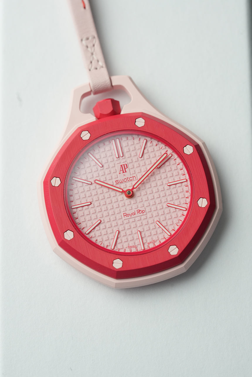 Royal Pop Rose Pop Pink Two-Tone Octagonal Lanyard Pocket Watch
