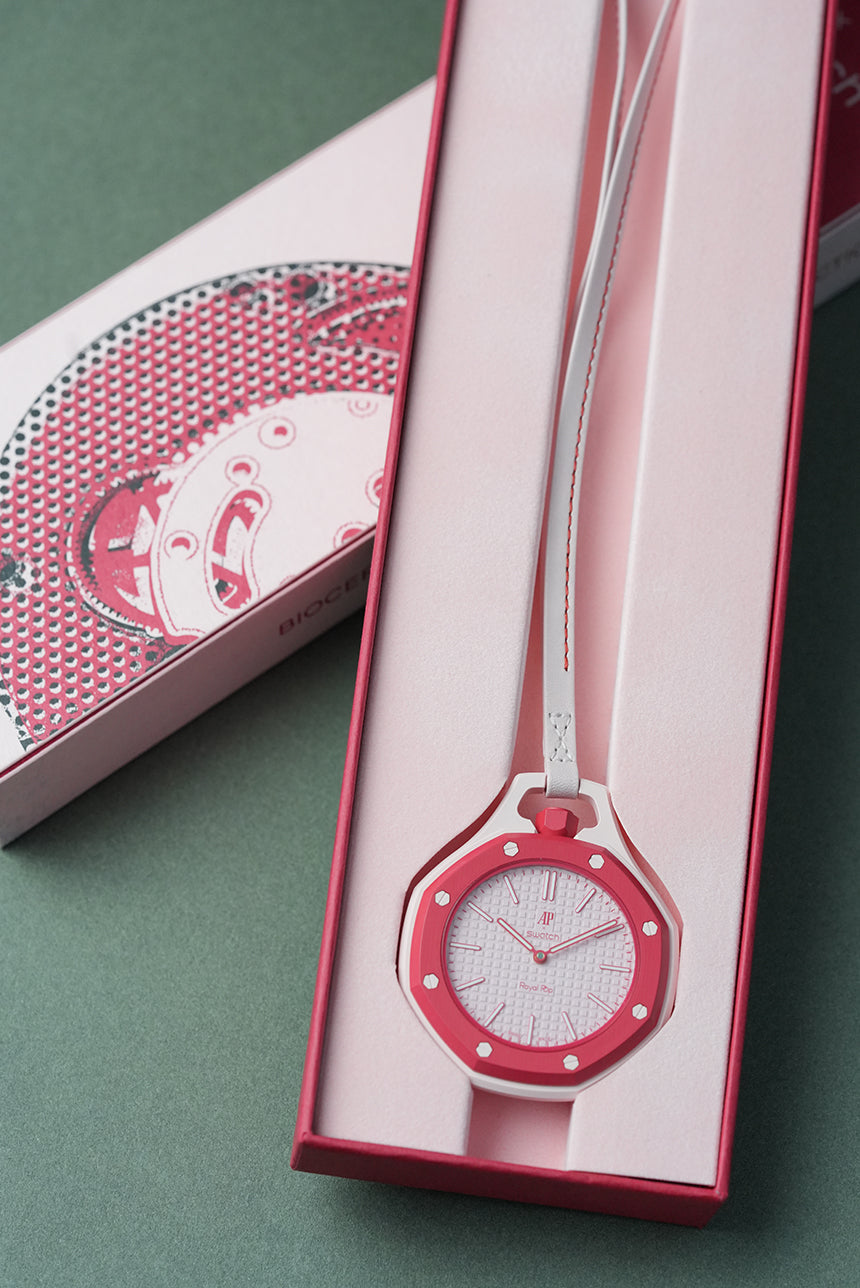 Royal Pop Rose Pop Pink Two-Tone Octagonal Lanyard Pocket Watch